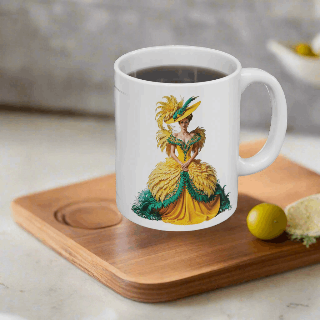Angel’s Trumpets Elegance Yellow Green Fashion Mug - 04