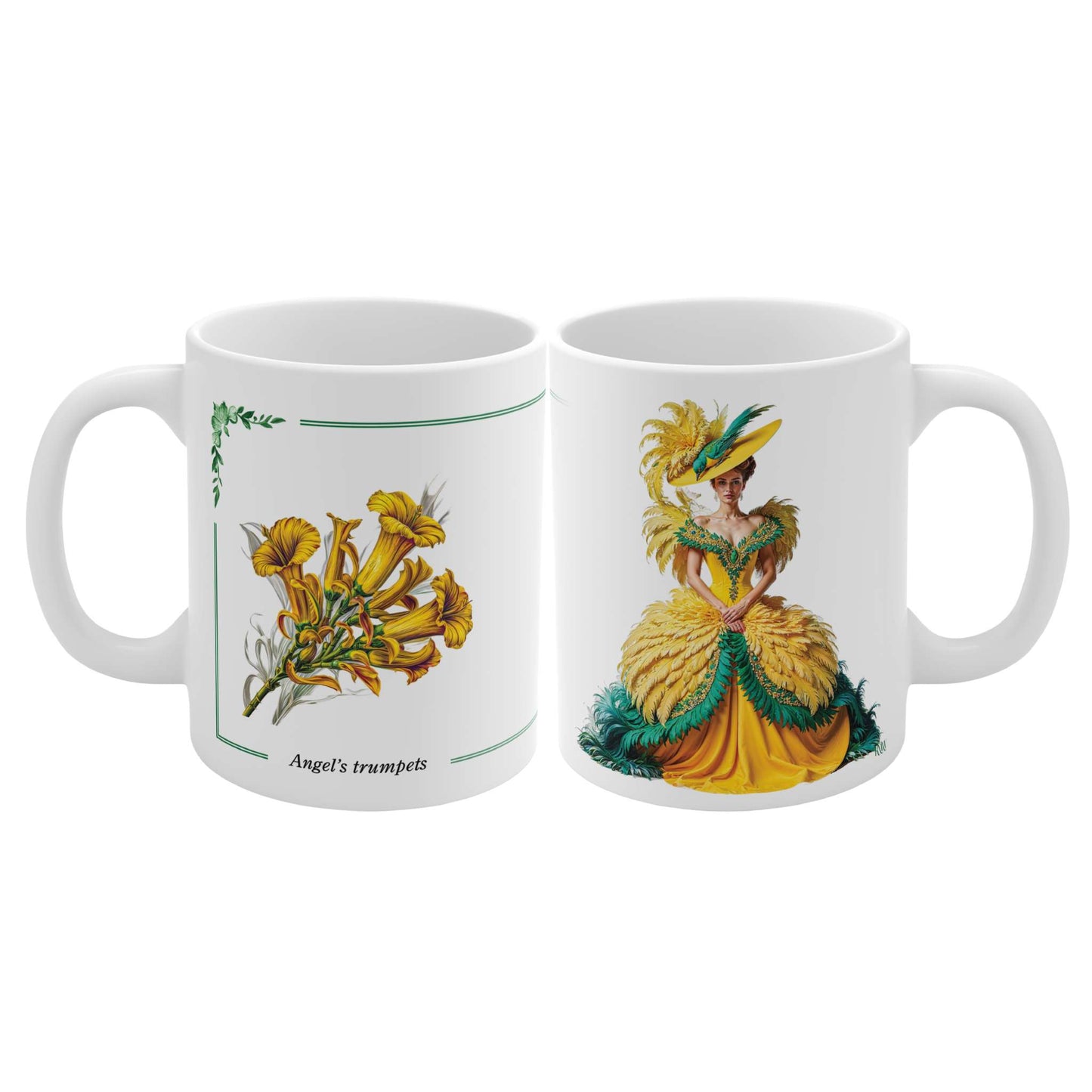 Angel’s Trumpets Elegance Yellow Green Fashion Mug - 03