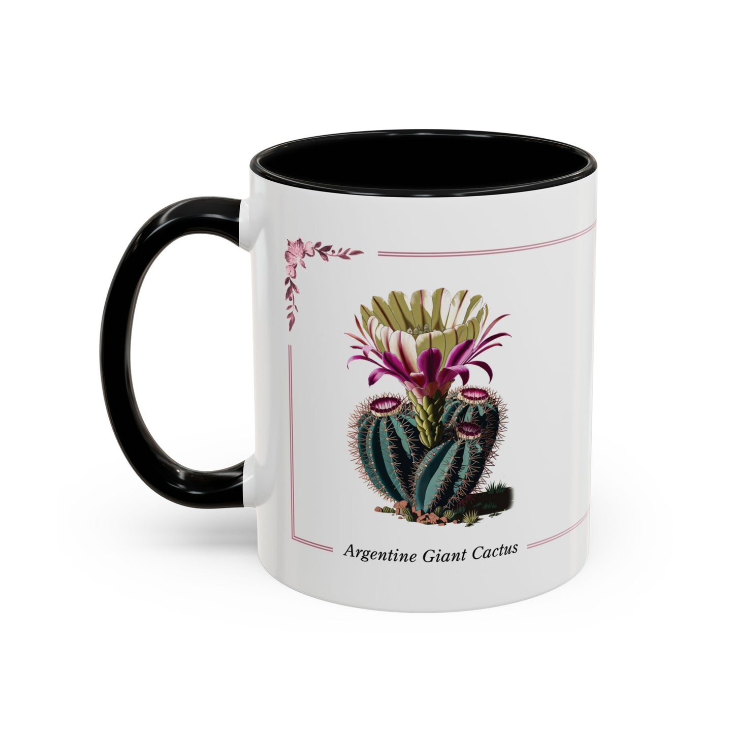 Mug with Argentine Giant Cactus design on a white background