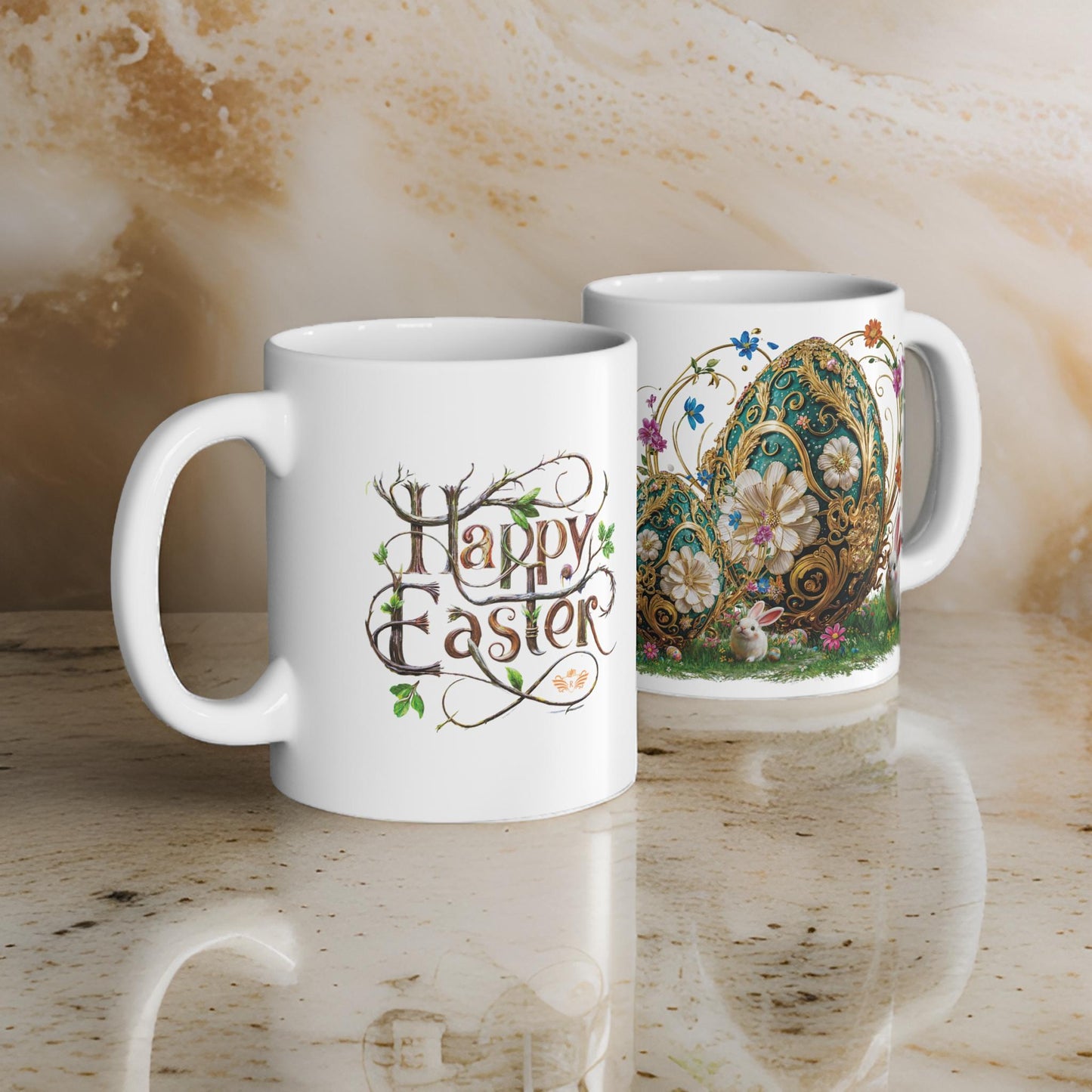 Blooming Elegance Easter Filigree Egg Mug - 05
