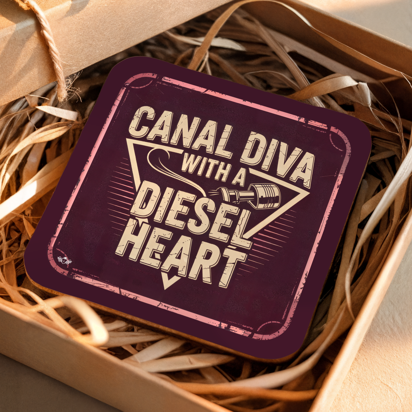 "Canal Diva with a Diesel Heart" Retro Coaster