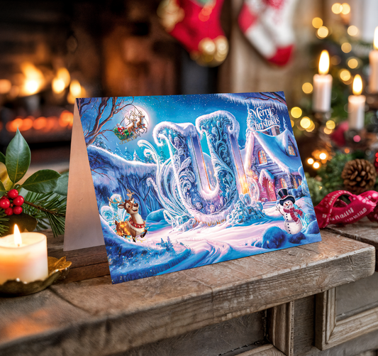 Christmas greeting card with letter U
