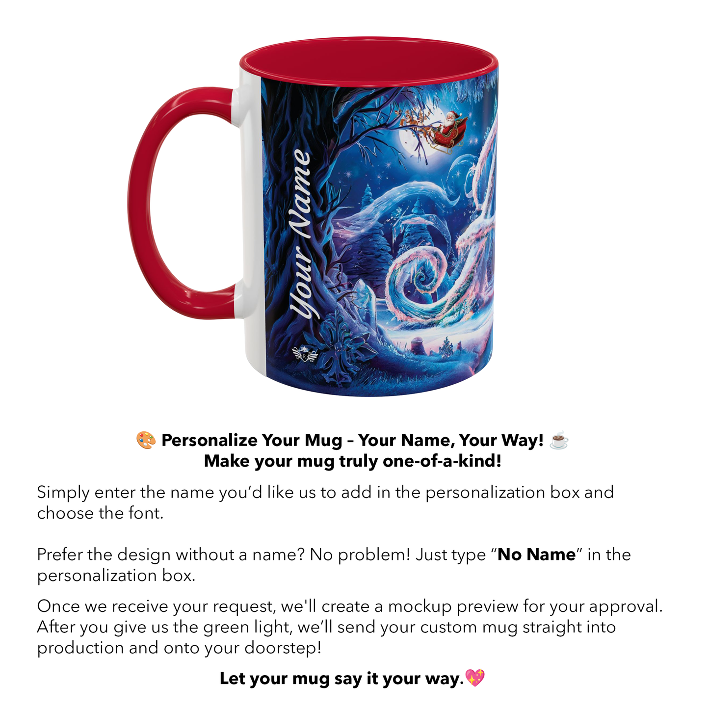 Information about the personalization of the mugs