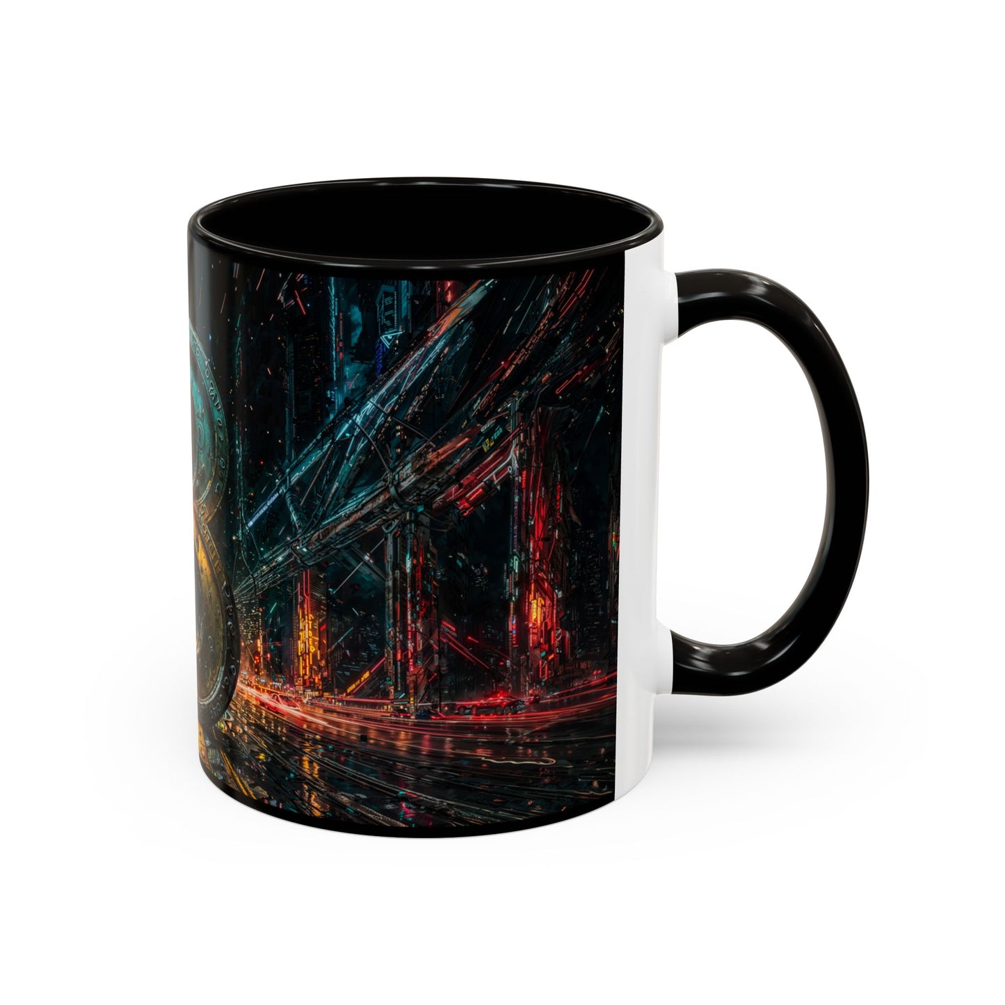 Mug with a colorful abstract design on a white background