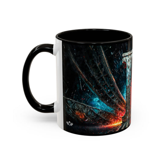 Mug with a colorful cyberpunk design on a white background