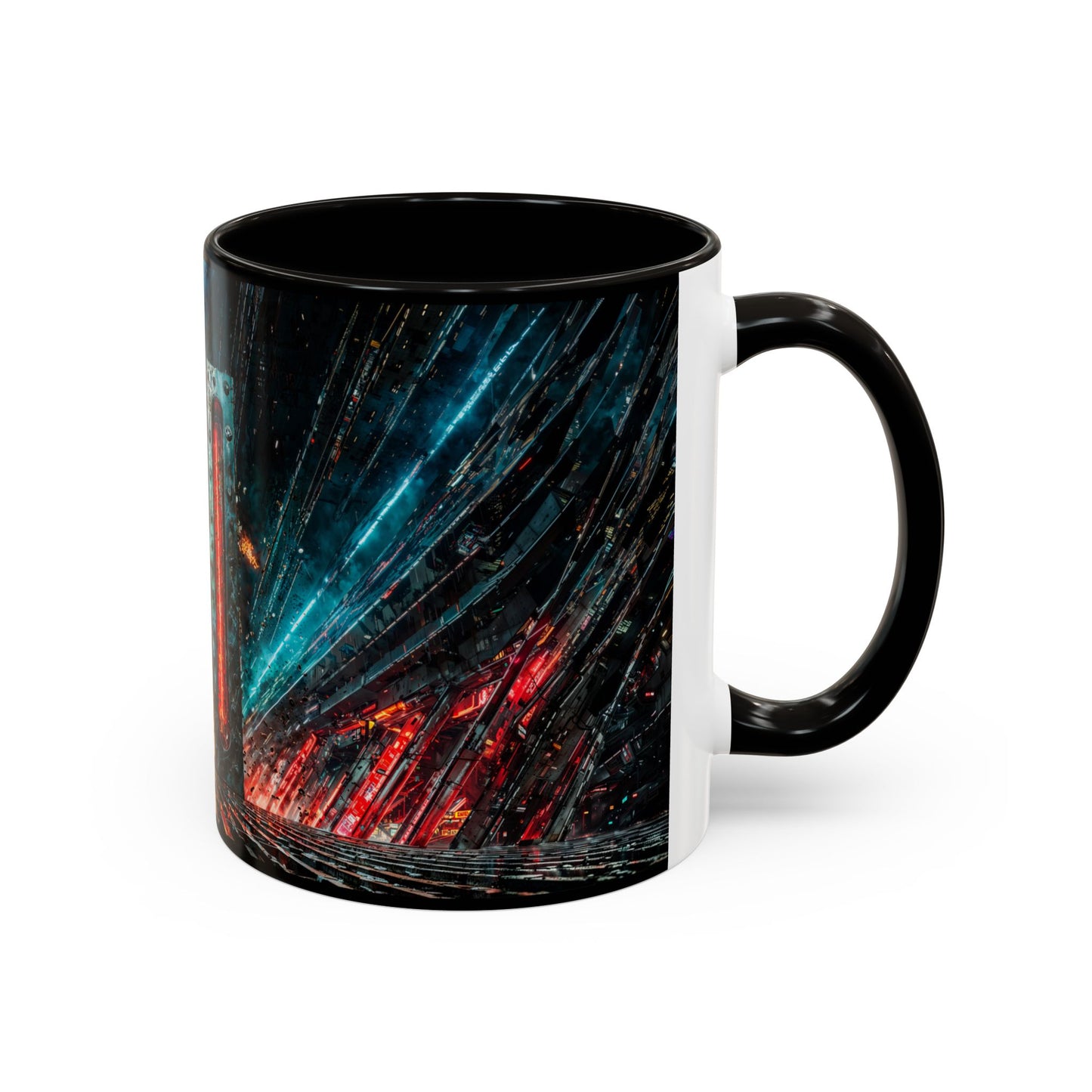 Mug with cyberpunk design on a white background