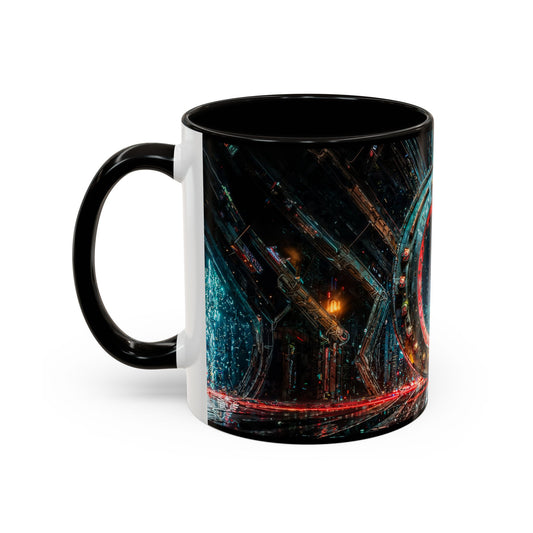 Mug with a cyberpunk design on a white background