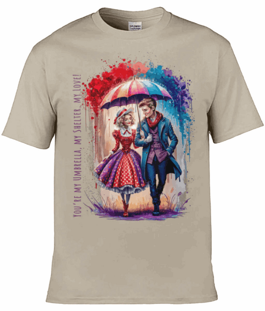 English Love T-shirt: You're my umbrella, my shelter, my love! - ROYAL WALL WHISPERS