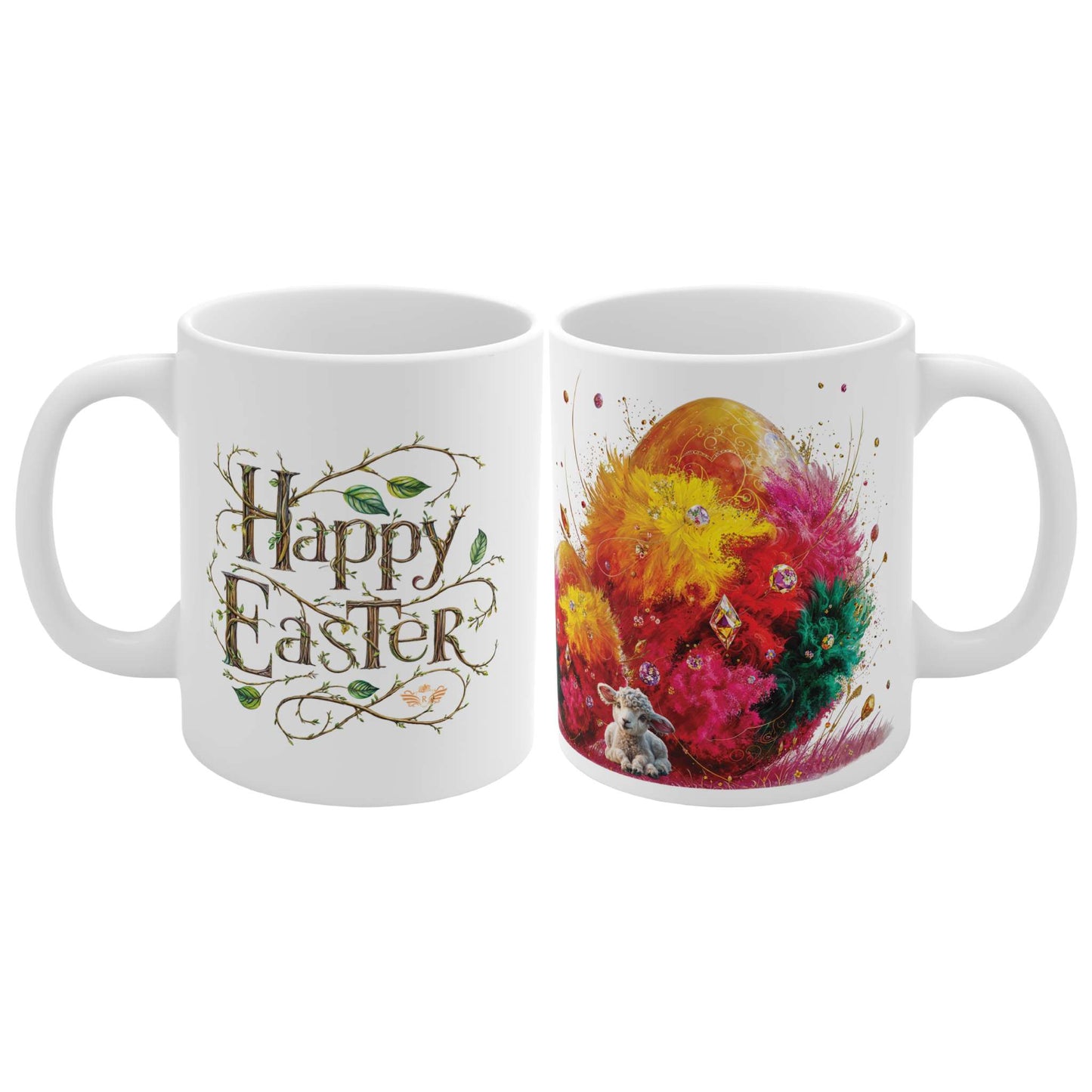 Fairy-Tale Elegance Easter Colorful Feathers Egg Mug - 03
