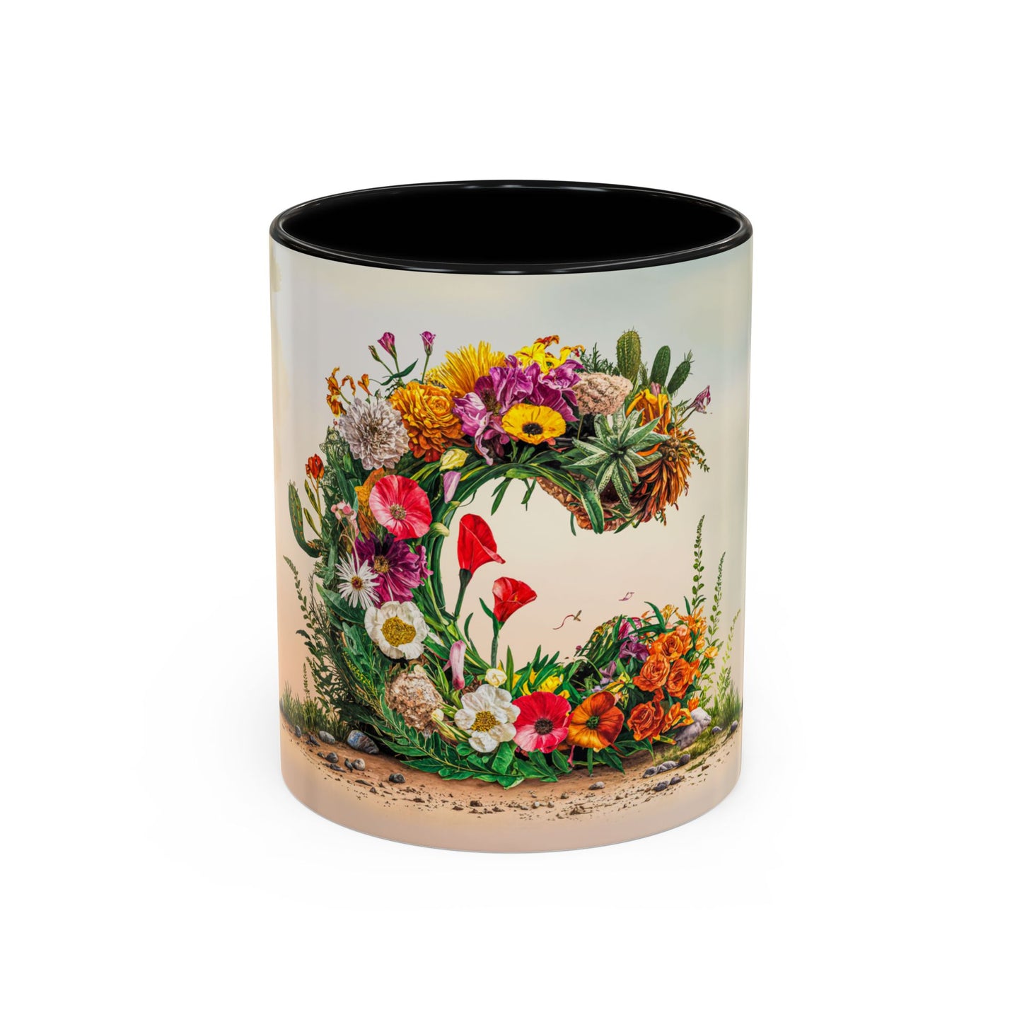 Mug with floral design on a white background