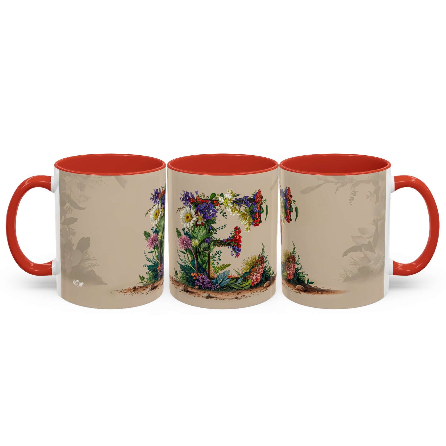 Three mugs with floral design