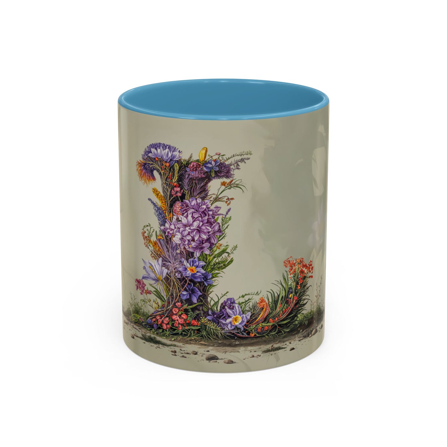 Mug with floral design on a beige background