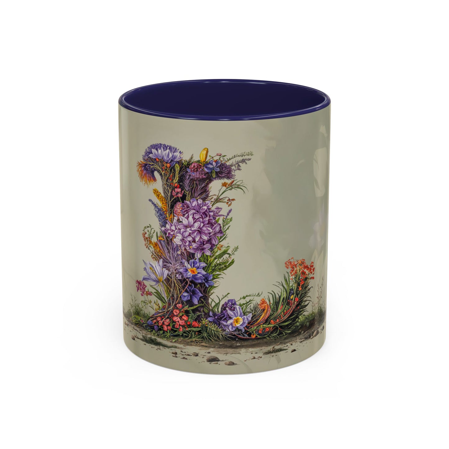 Mug with floral design on a beige background