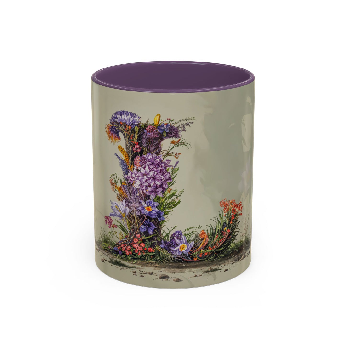 Decorative mug with floral design on a beige background