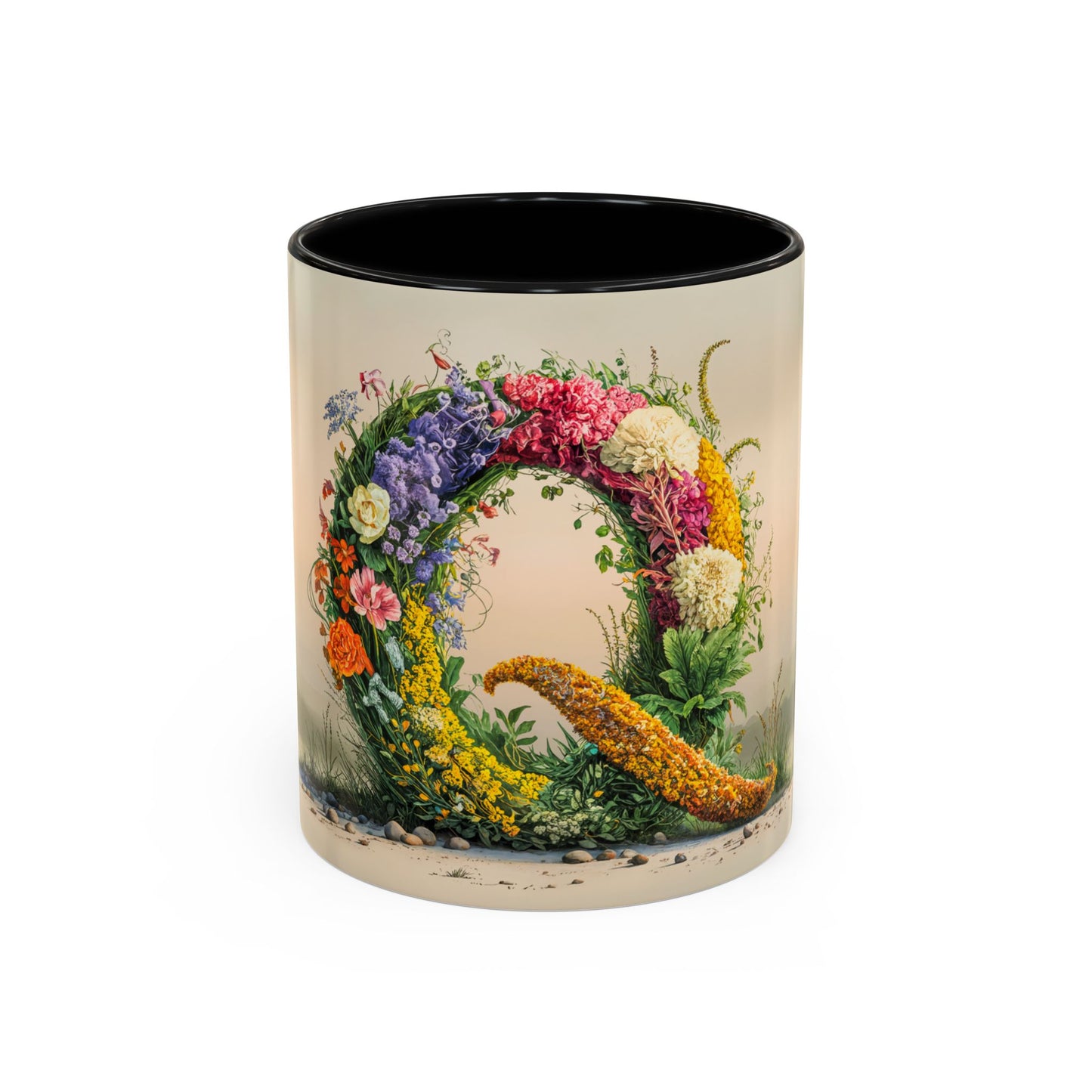 Mug with floral design on a white background
