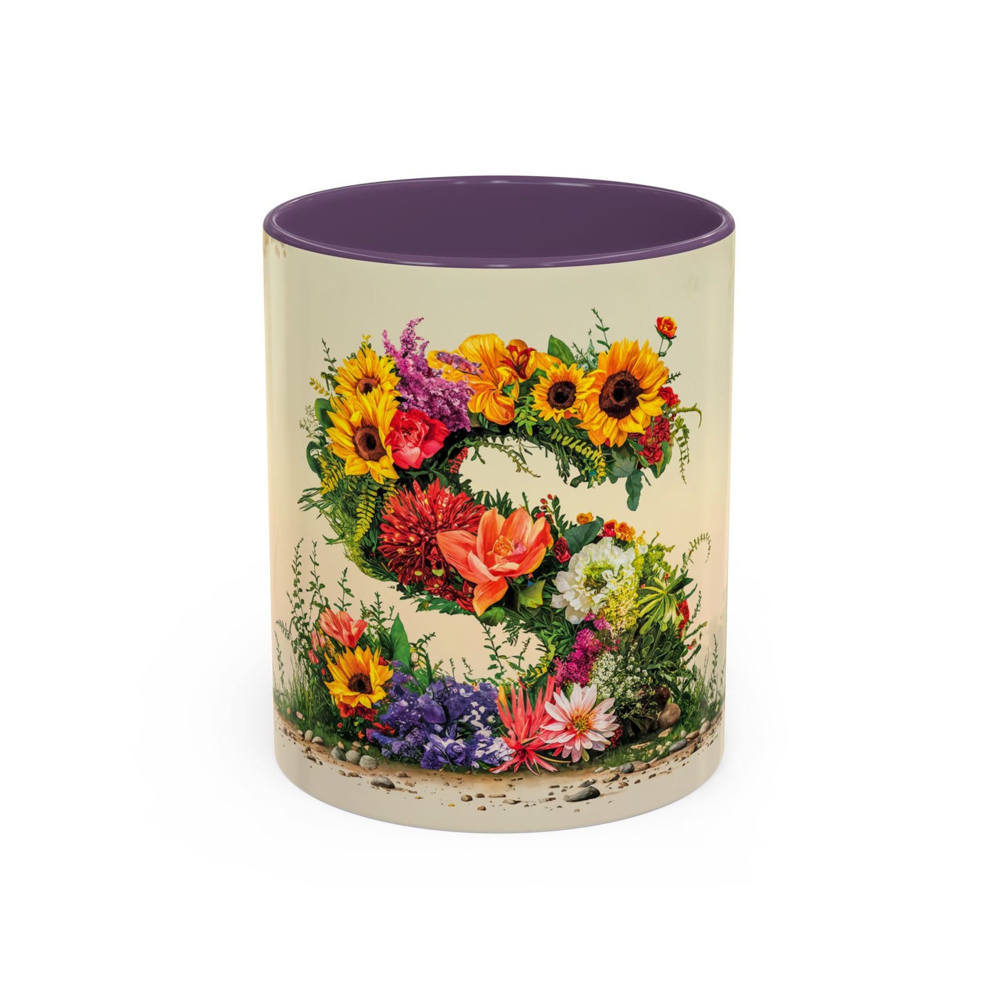 Decorative mug with floral design on a white background