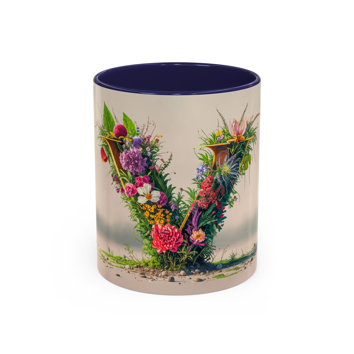 Mug with floral design on a white background
