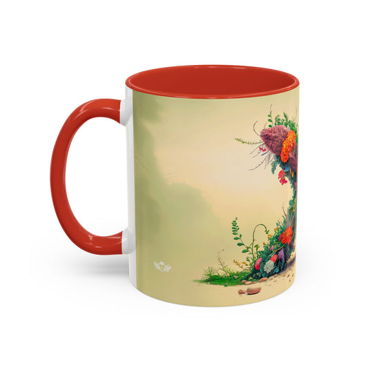 Mug with a nature-themed design on a white background