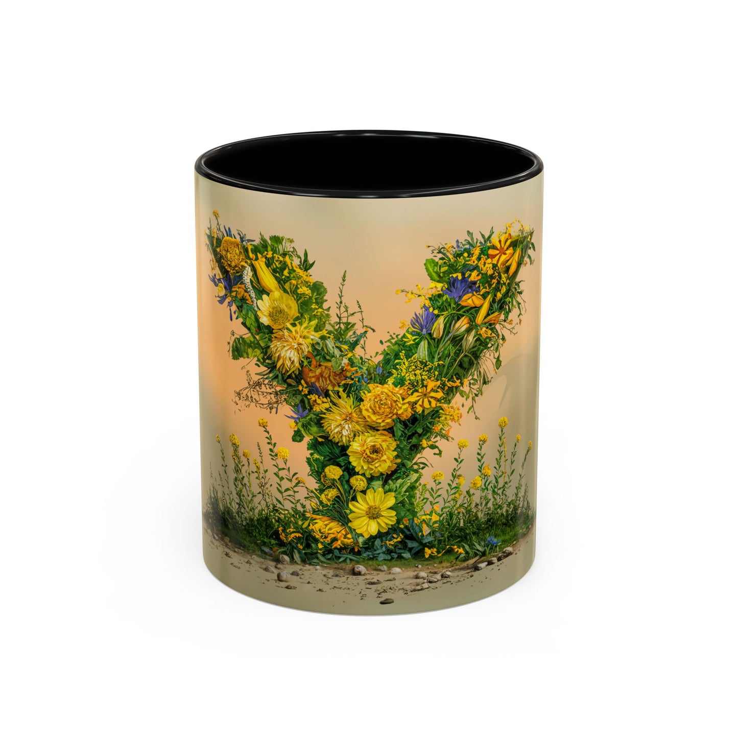 Mug with floral design on a white background