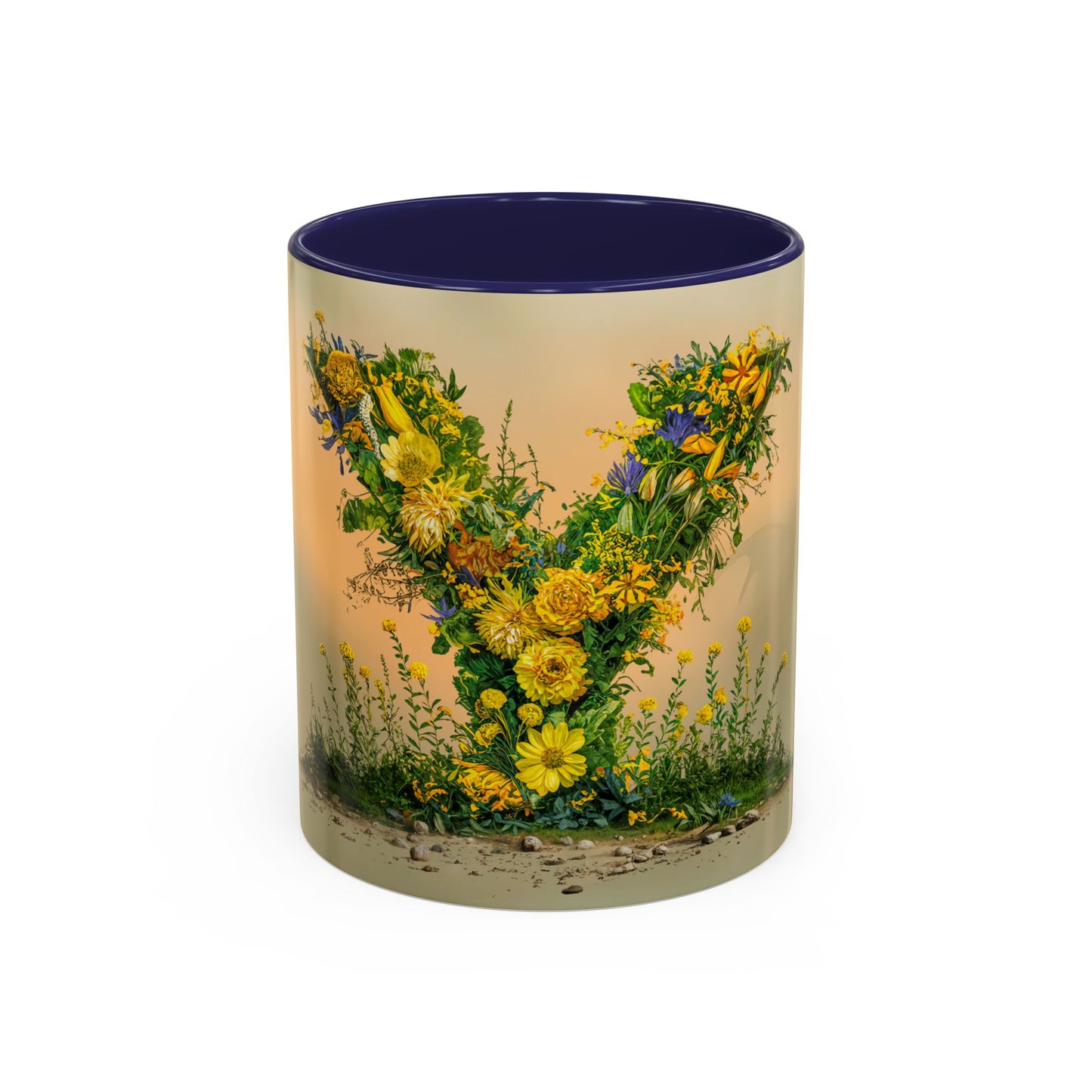 Mug with floral design on a white background
