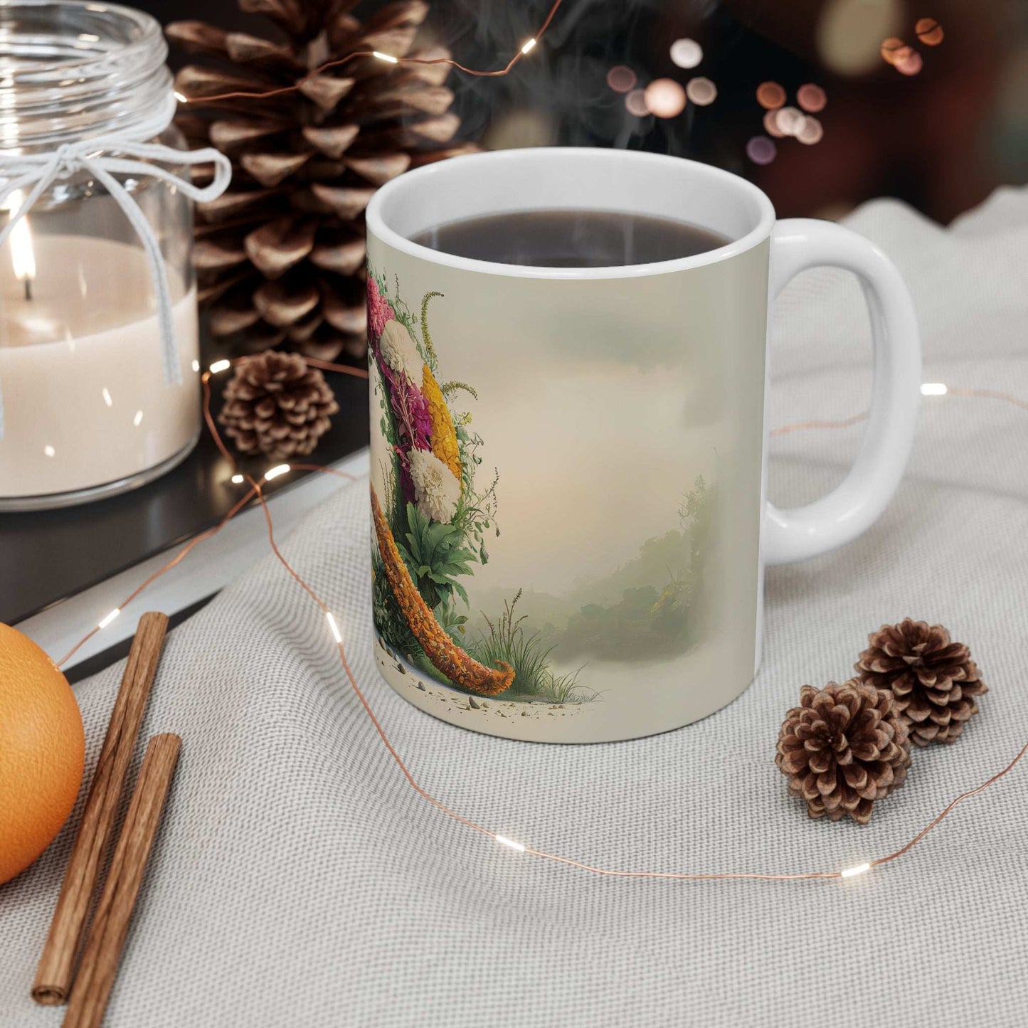 Flower Fantasy Ceramic Mug with Letter Q - 05
