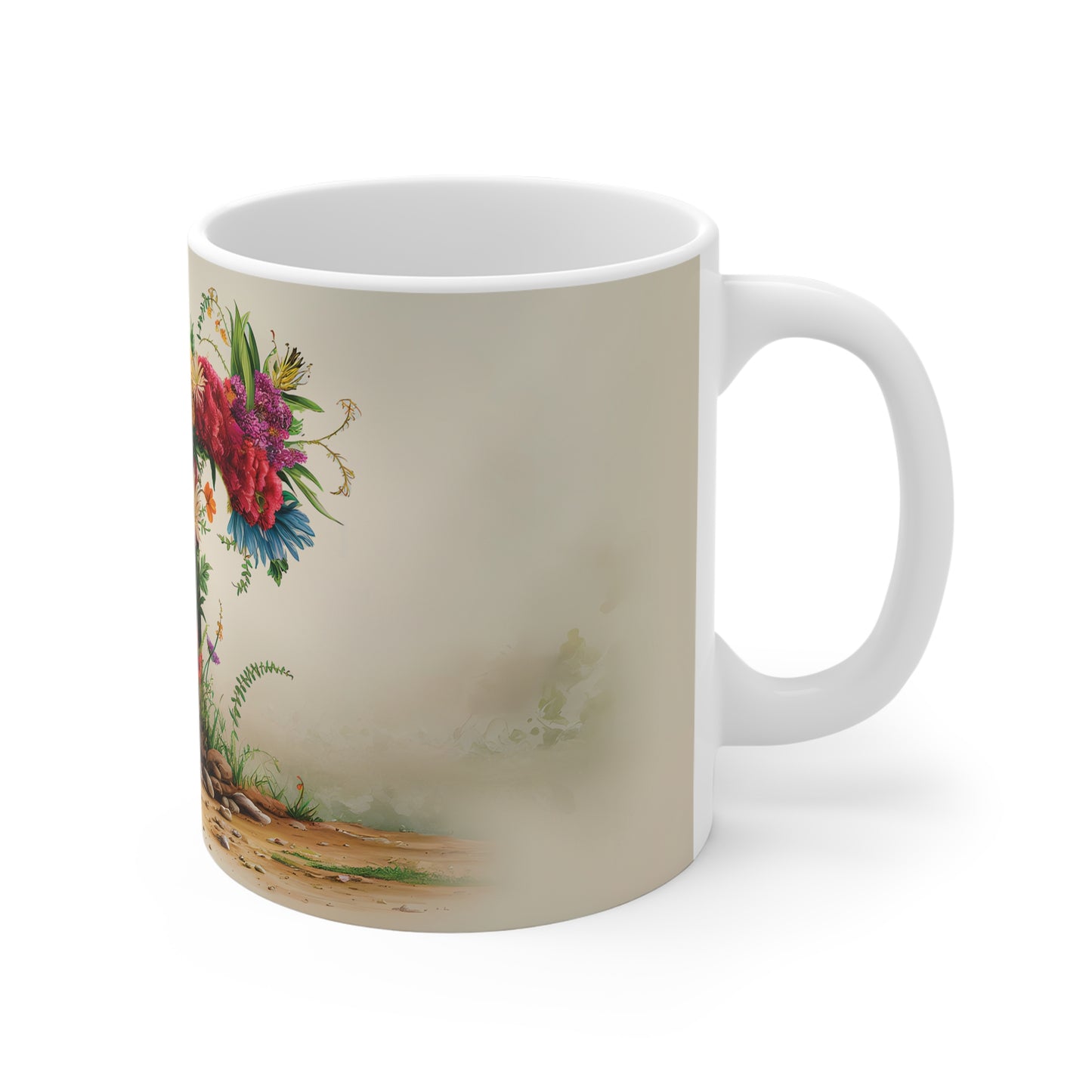 Flower Fantasy Ceramic Mug with Letter T - 03