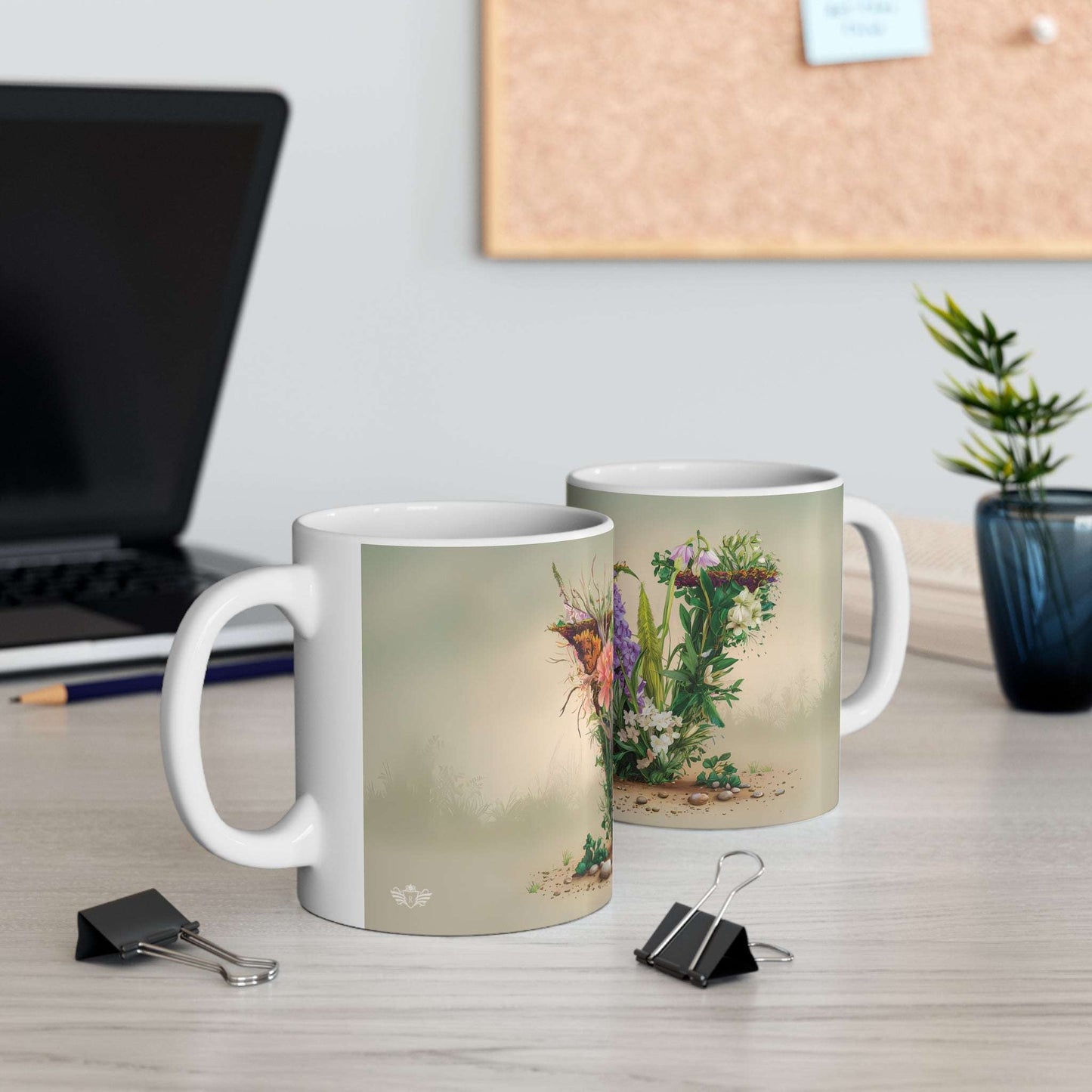 Flower Fantasy Ceramic Mug with Letter W - 06