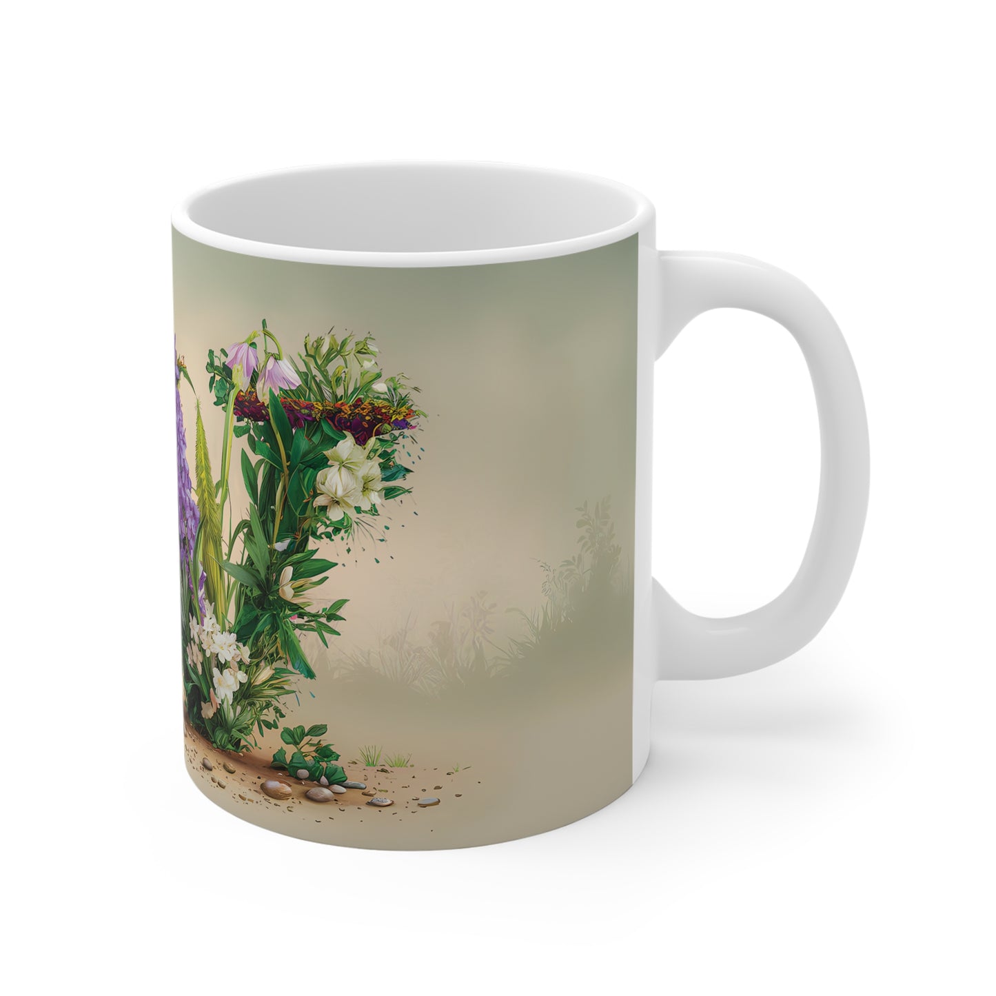 Flower Fantasy Ceramic Mug with Letter W - 03
