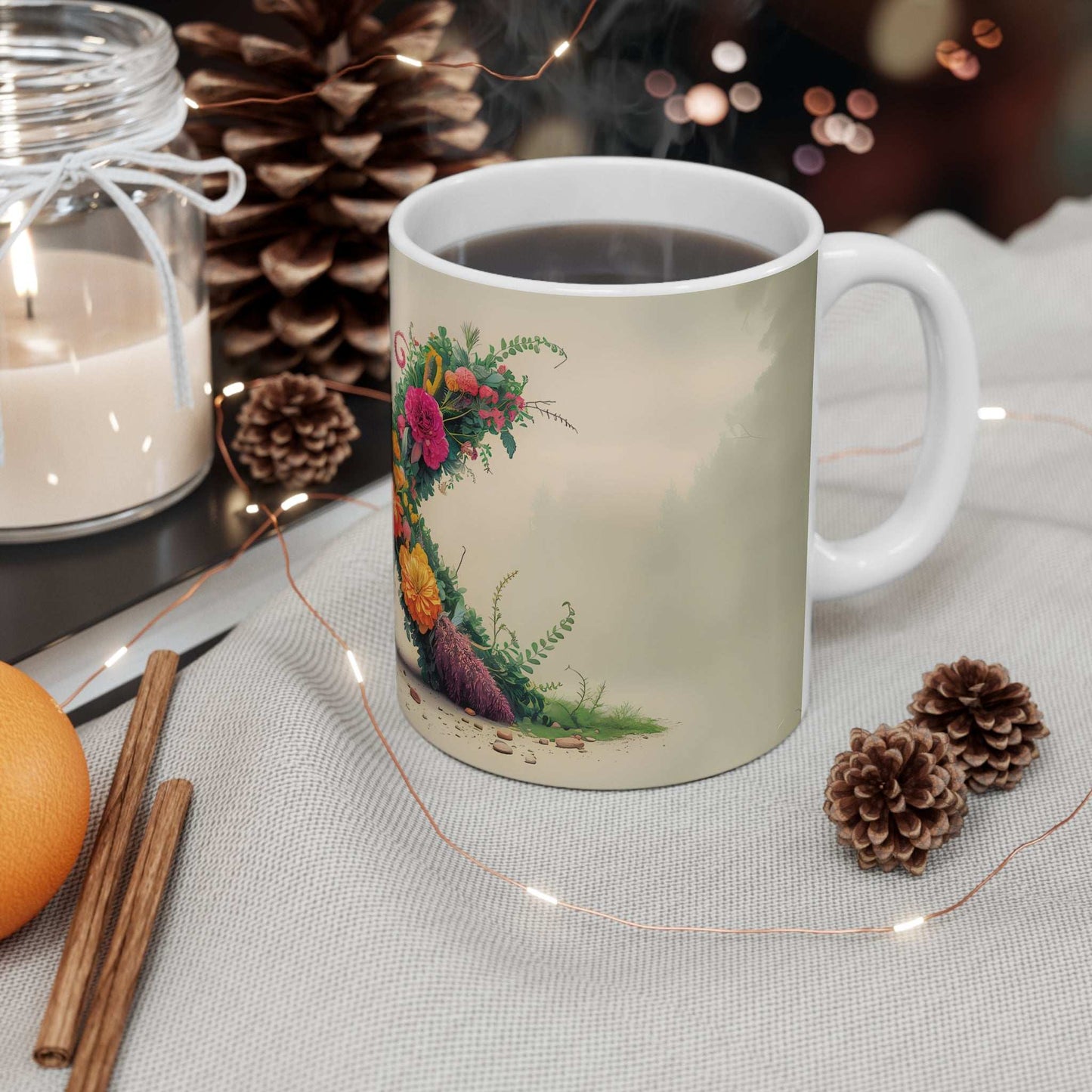 Flower Fantasy Ceramic Mug with Letter X - 05