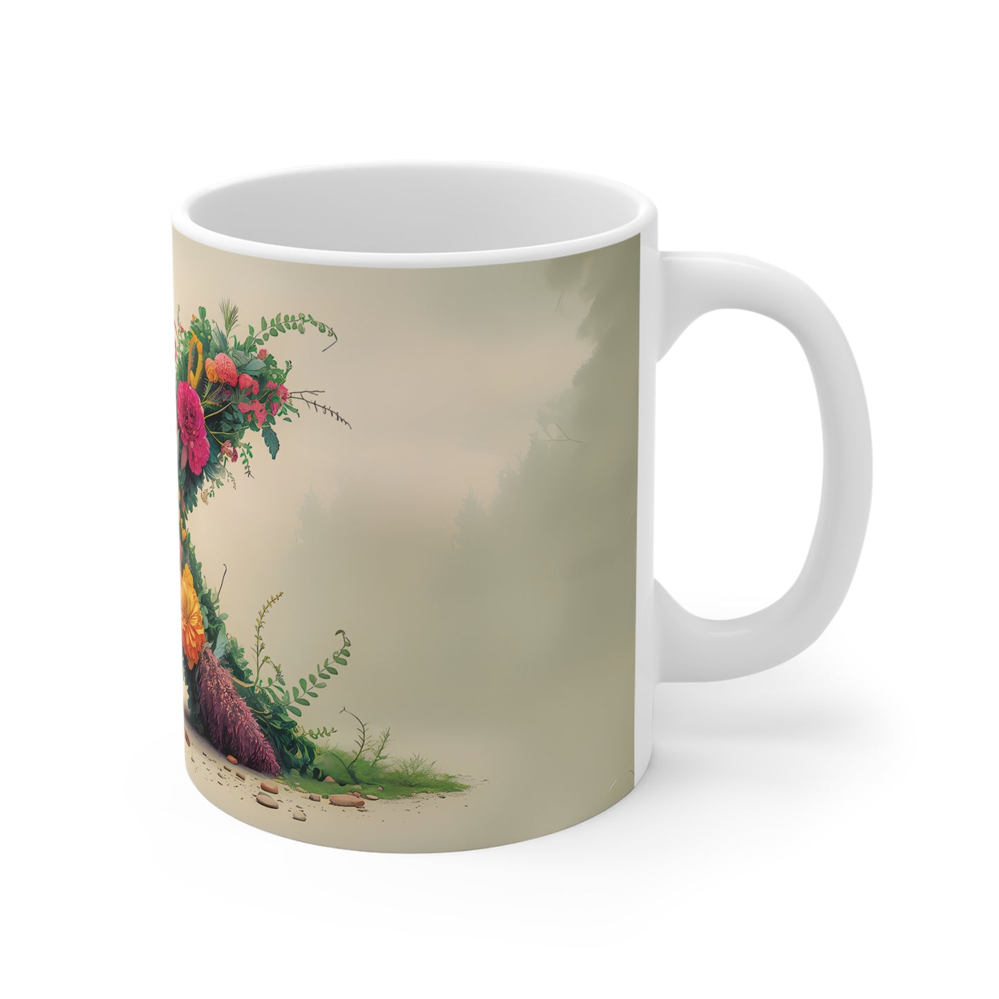 Flower Fantasy Ceramic Mug with Letter X - 03