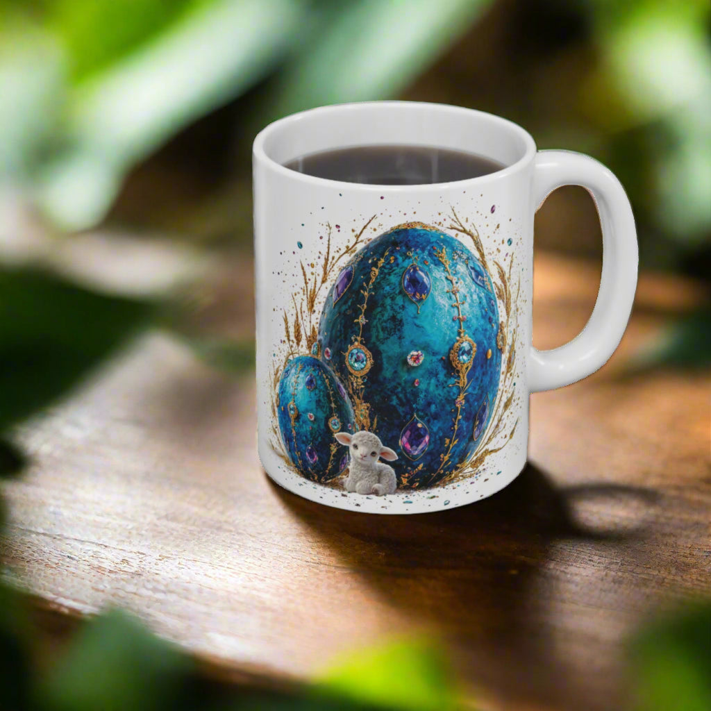 Gemstone Elegance Easter Blue Egg Mug - 04