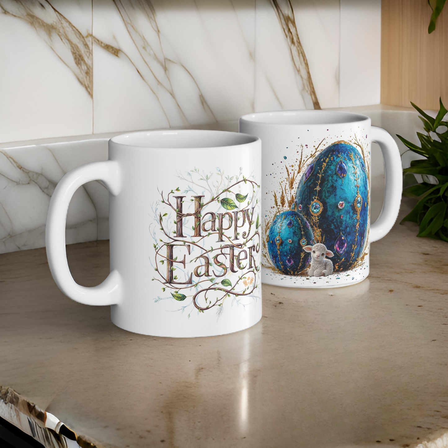 Gemstone Elegance Easter Blue Egg Mug - 05