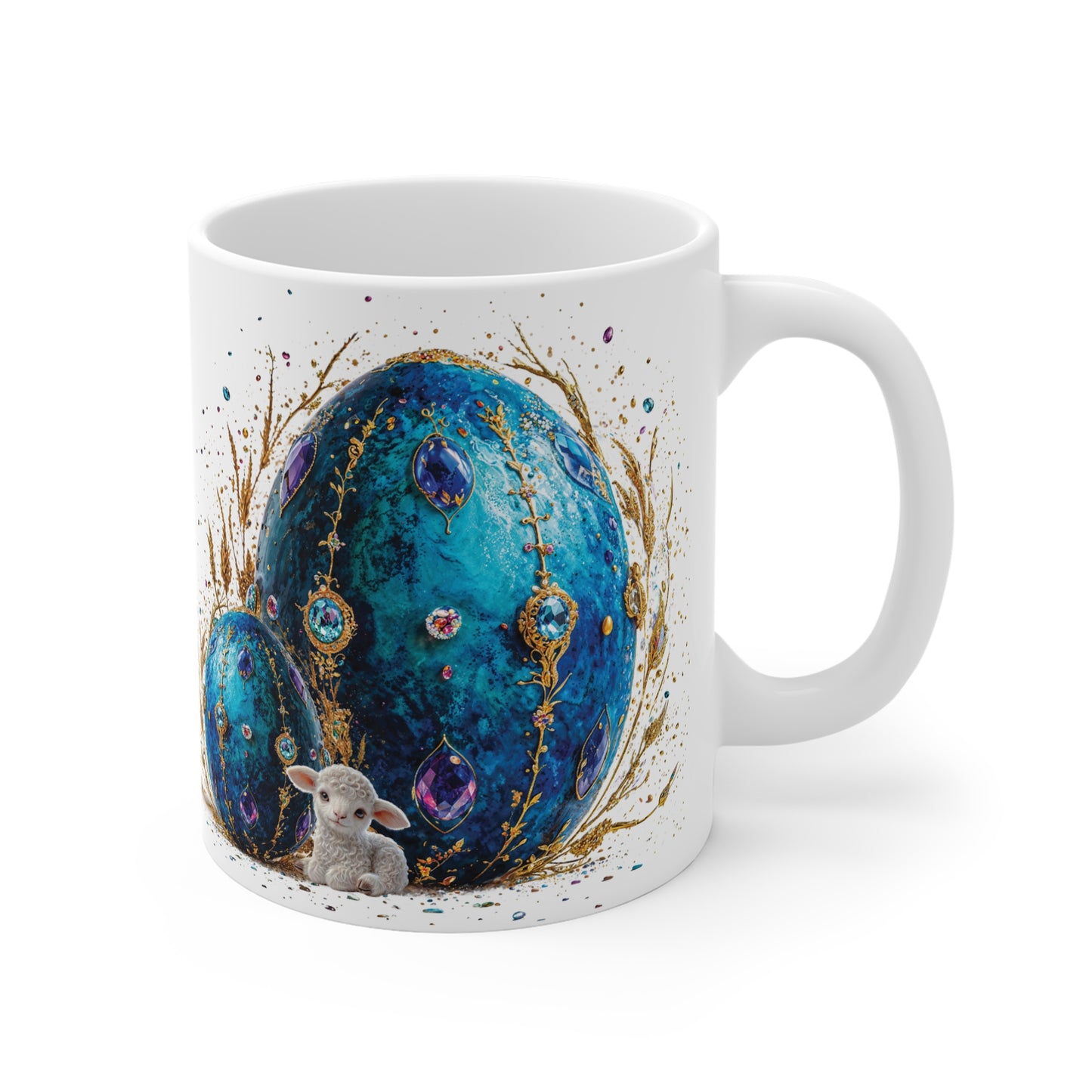 Gemstone Elegance Easter Blue Egg Mug - 01