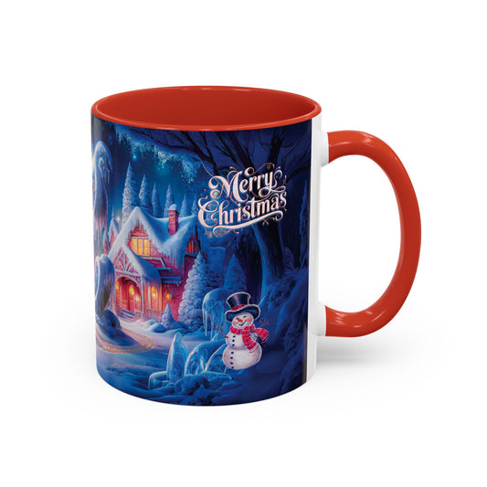 Mug with Christmas design and red inner and handle