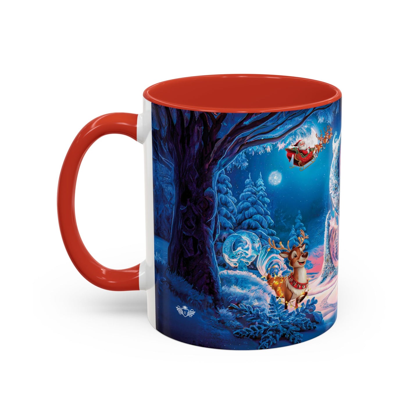 Mug with animated character design on a white background