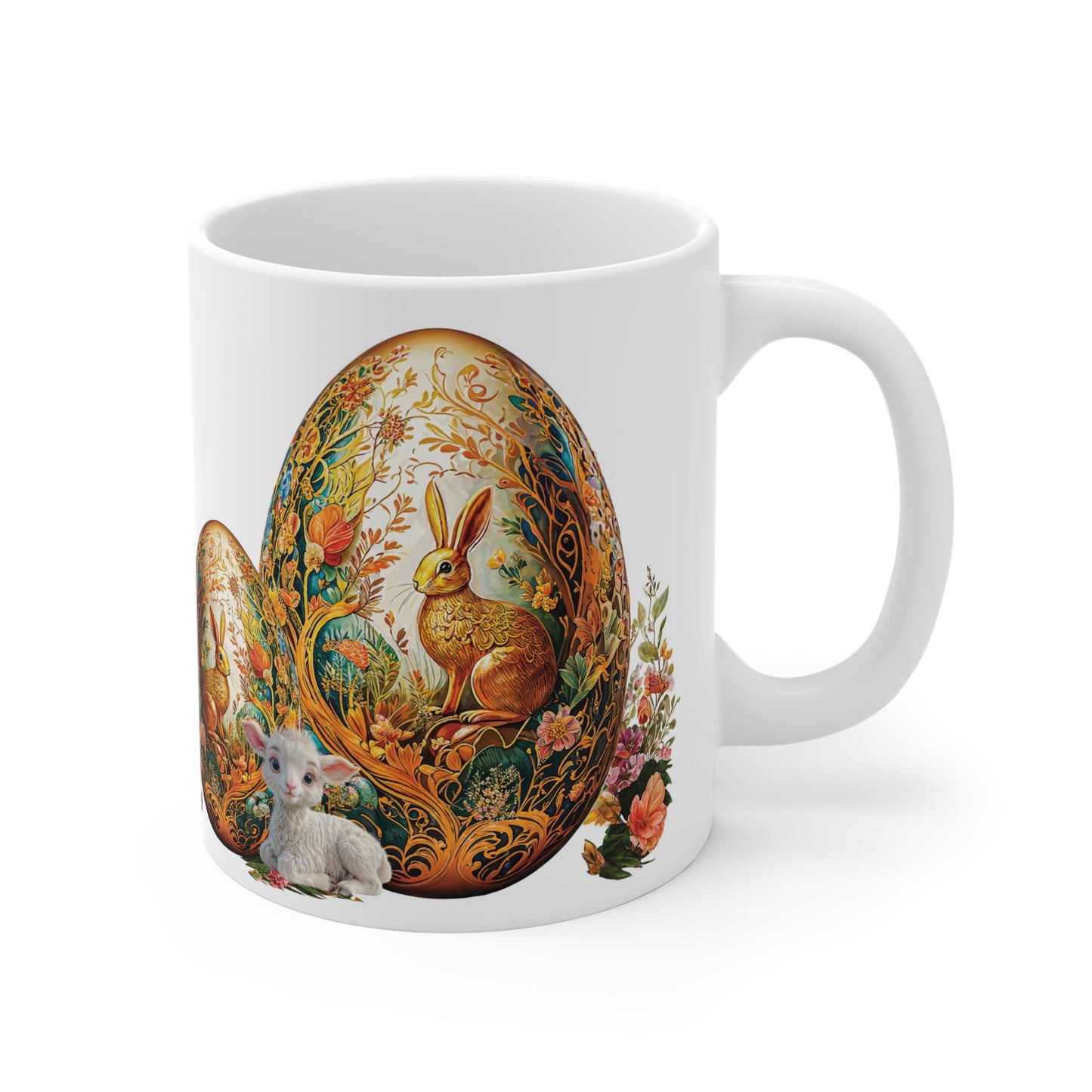 Vintage Elegance Easter Golden Patterns Egg Mug - 01