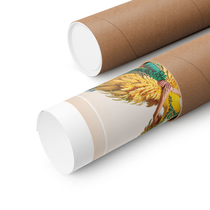 Roll of paper with a printed design on a white background