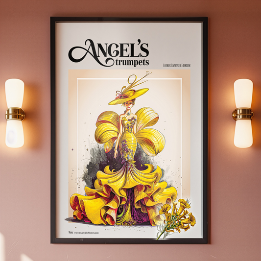 Angel’s Trumpets Flower Fashion Poster - Yellow Dress