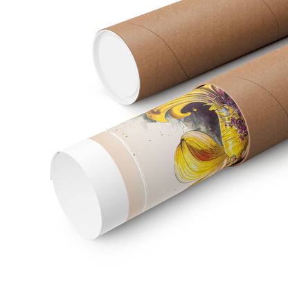 Roll of paper with a colorful design on a white background