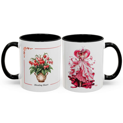 Two mugs with floral designs on a white background