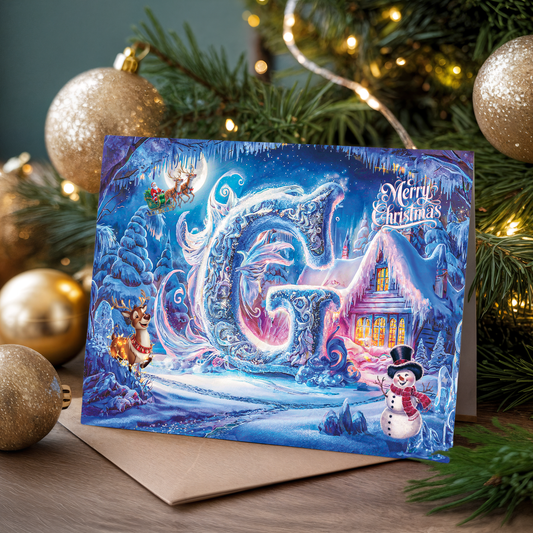Christmas greeting card with letter G