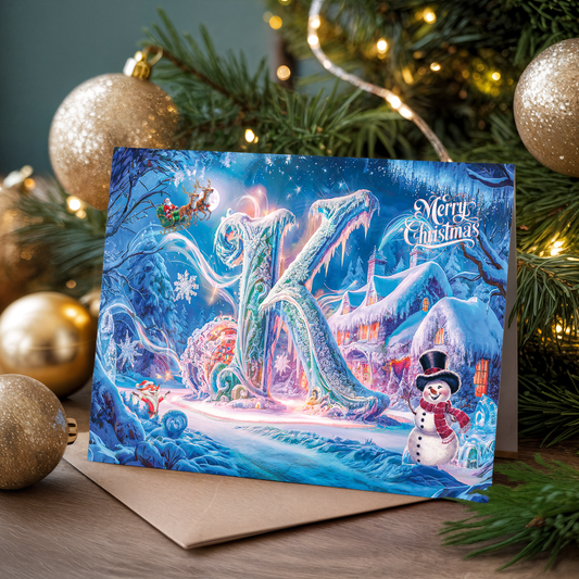 Christmas greeting card with letter K