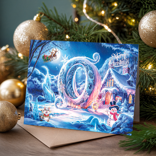 Christmas greeting card with letter O
