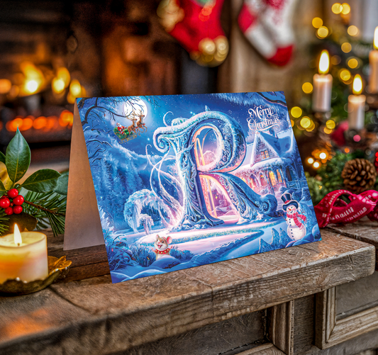 Christmas card with letter R