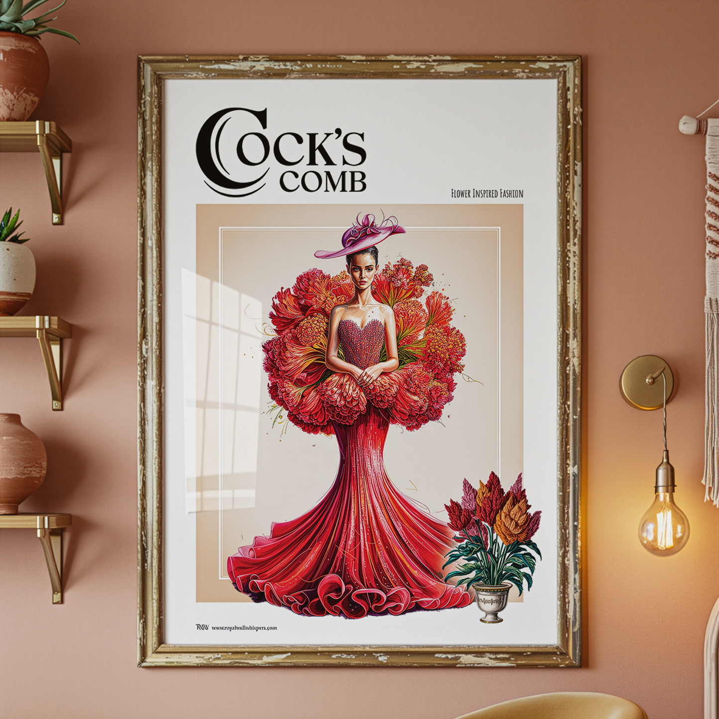 Cock’s Comb Red Flower Fashion Poster