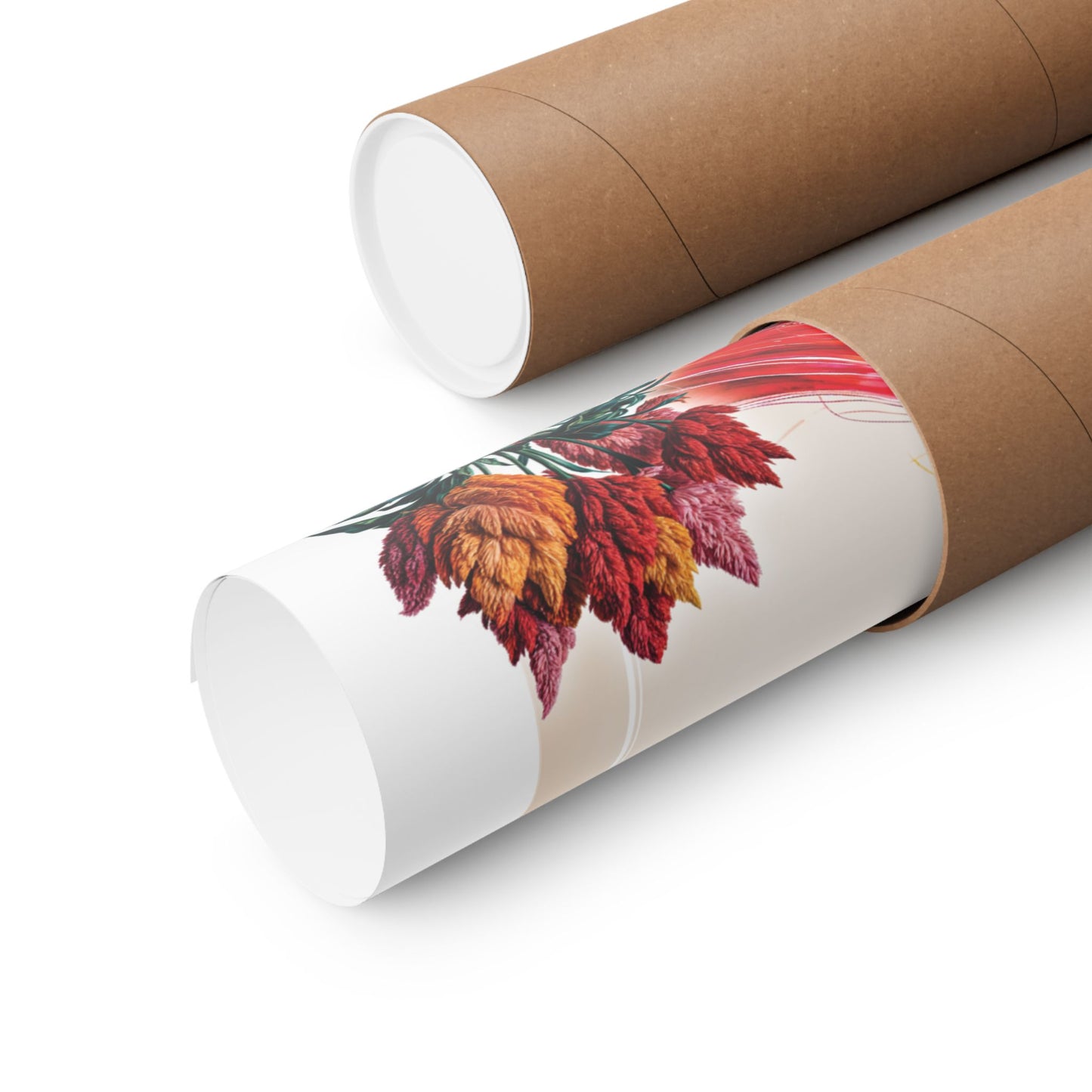Roll of paper with floral design on a white background