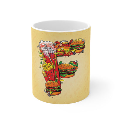 The Comfort Food Designer Mug with Letter F-1