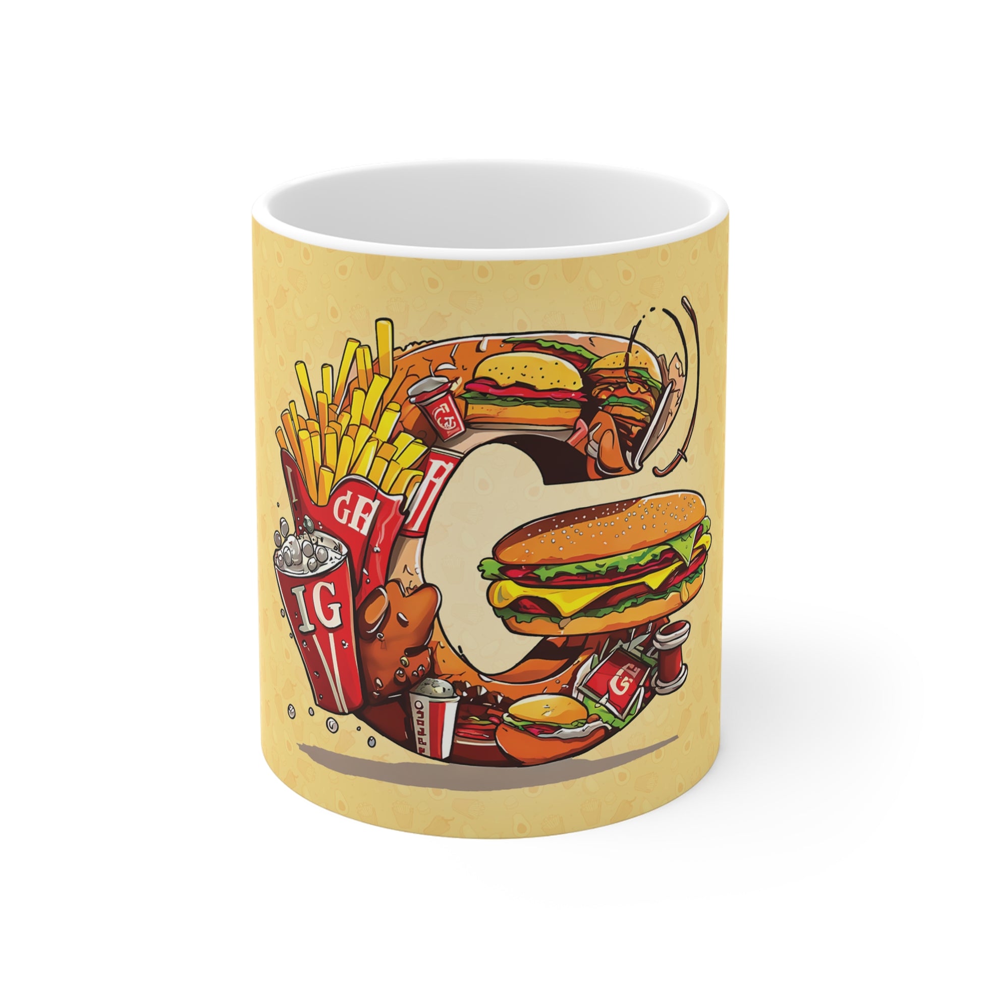 The Comfort Food Designer Mug with Letter G-1