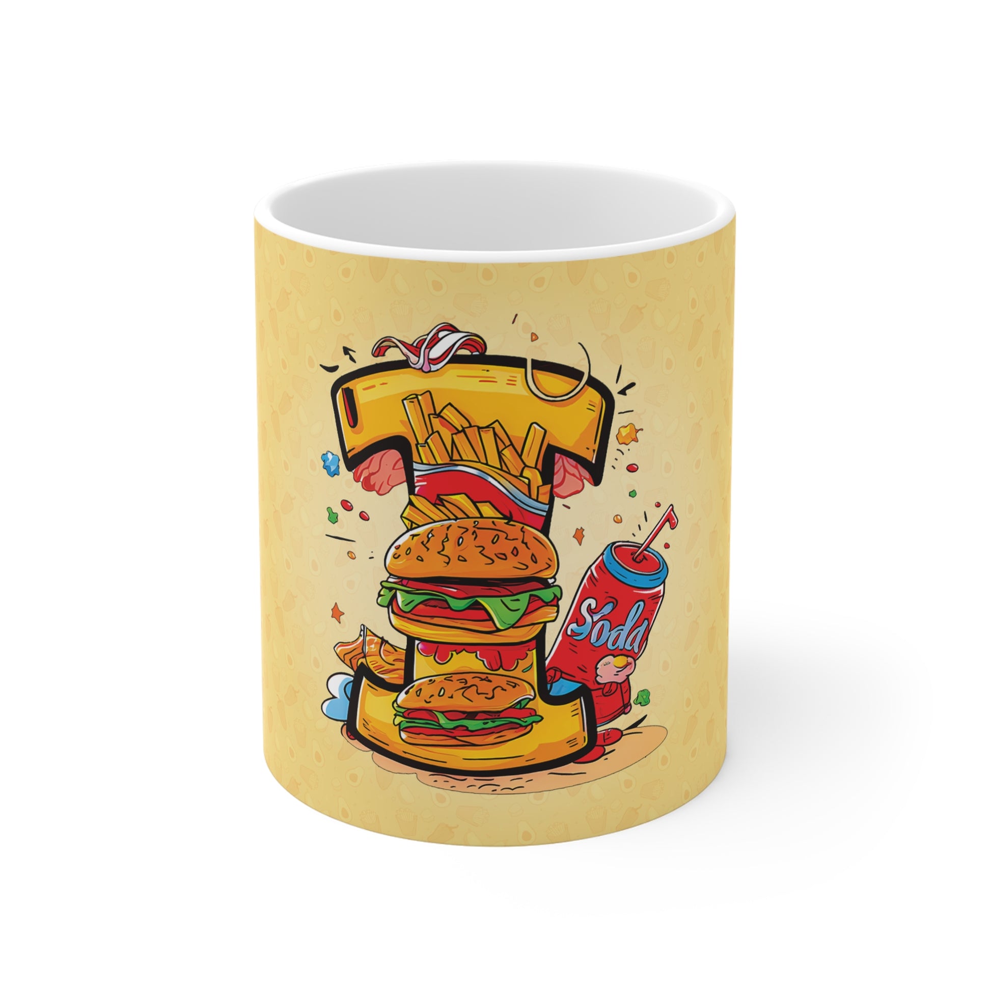 The Comfort Food Designer Mug with Letter I-1