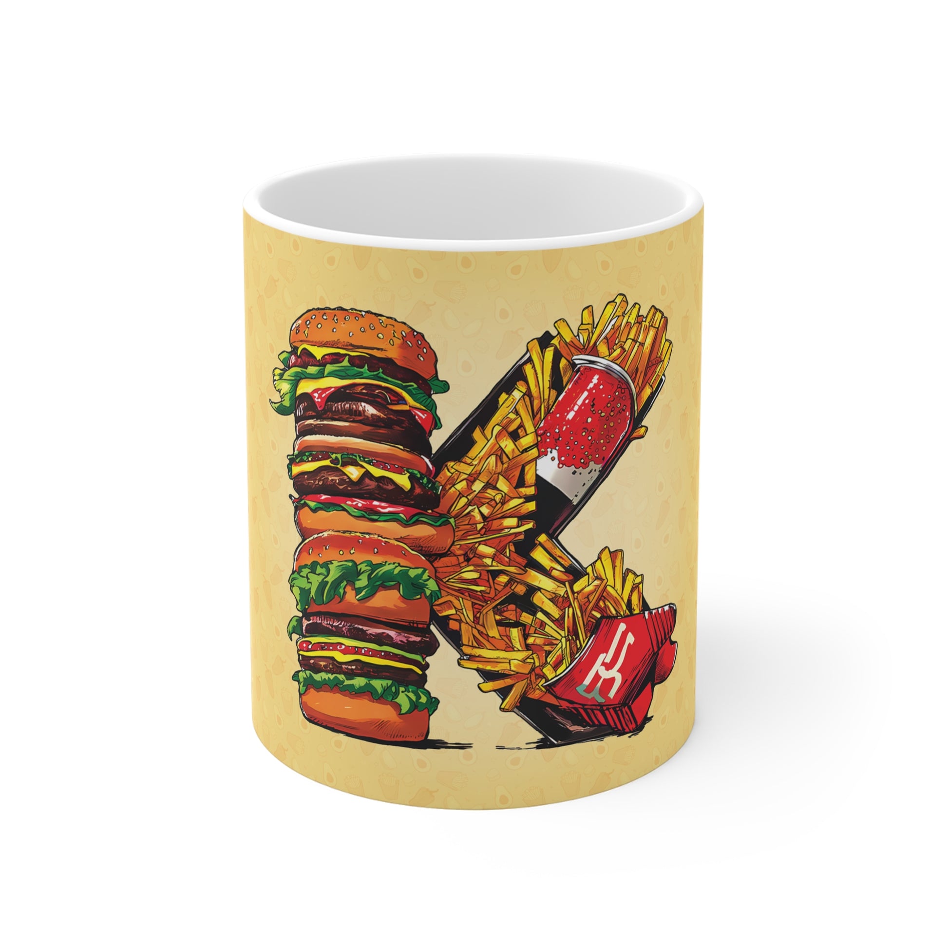 The Comfort Food Designer Mug with Letter K-1